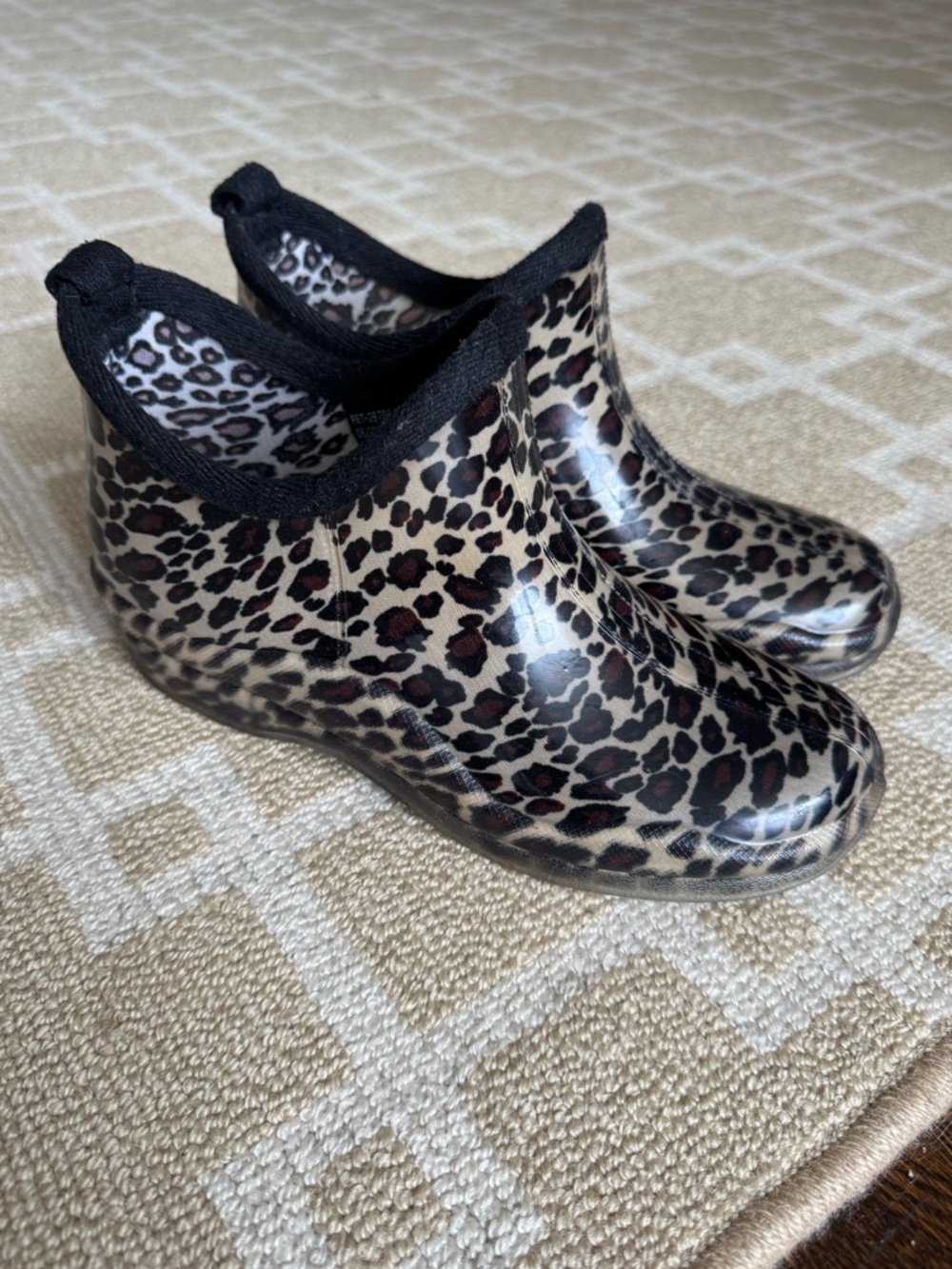 Capelli Leopard Print Rain Boots Ankle Waterproof Rubber Size 7 - Picture 12 of 12